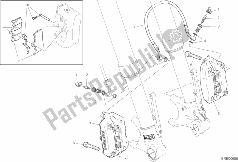 All parts for the Front Brake System of the Ducati Hypermotard 950 SP 2020